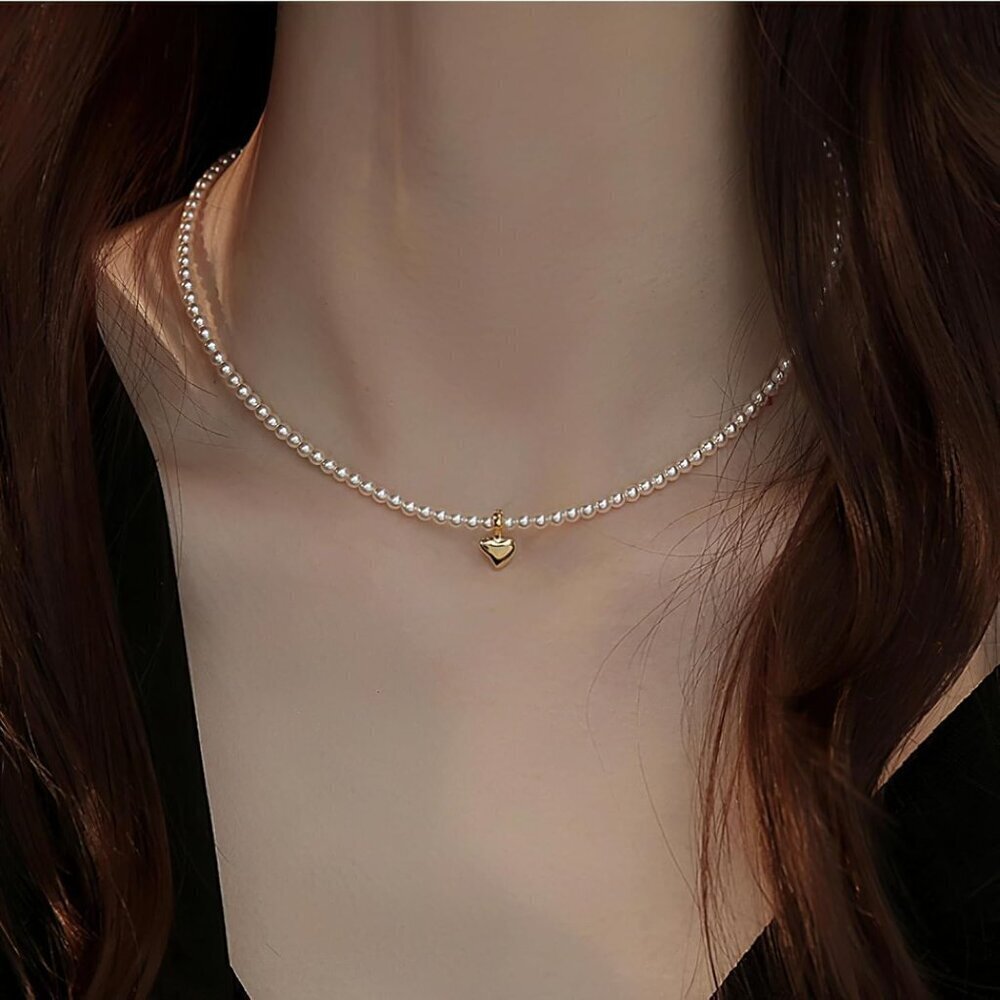 Pearl Dainty Necklace Sterling Silver 4mm White Pearls Adjustable for Women - Picture 6 of 7